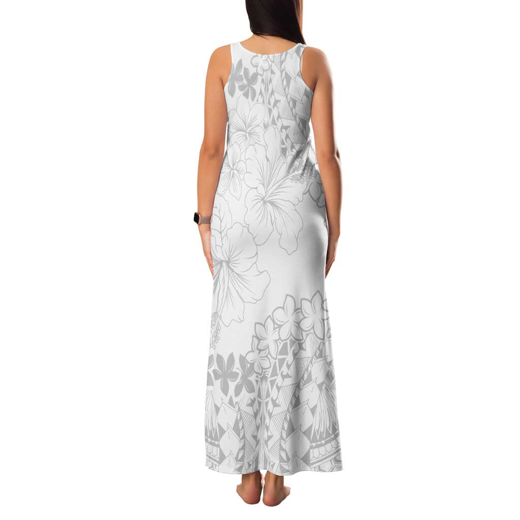 American Samoa Lotu Tamaiti Family Matching Tank Maxi Dress and Hawaiian Shirt White Sunday Plumeria White Vibe