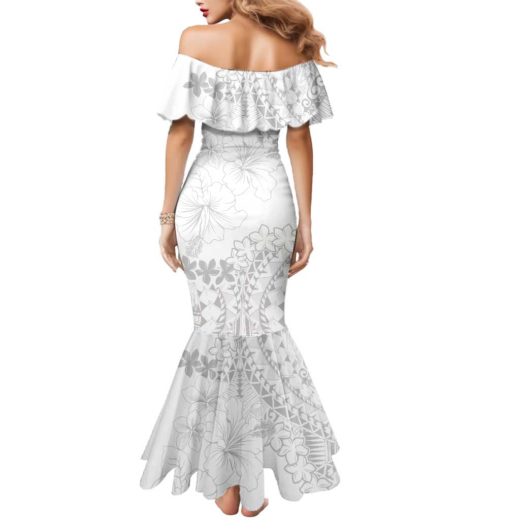 American Samoa Lotu Tamaiti Mermaid Dress White Sunday Plumeria White Vibe