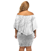 American Samoa Lotu Tamaiti Off Shoulder Short Dress White Sunday Plumeria White Vibe