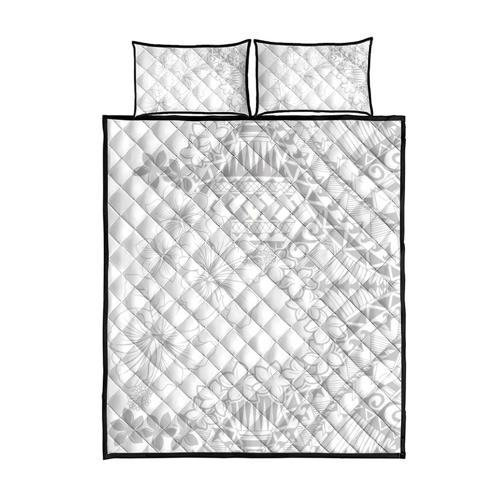 American Samoa Lotu Tamaiti Quilt Bed Set White Sunday Plumeria White Vibe