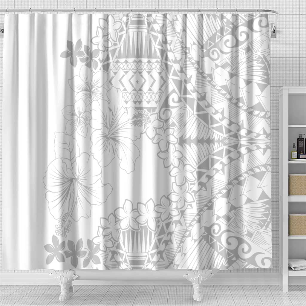 American Samoa Lotu Tamaiti Shower Curtain White Sunday Plumeria White Vibe