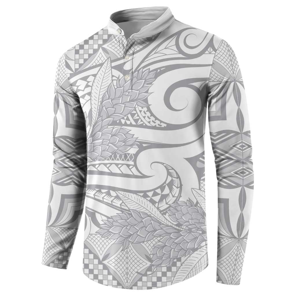 Lotu Tamaiti Samoa Siapo Button Sweatshirt White Sunday With Teuila Torch Ginger