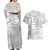 Lotu Tamaiti Samoa Siapo Couples Matching Off Shoulder Maxi Dress and Hawaiian Shirt White Sunday With Teuila Torch Ginger