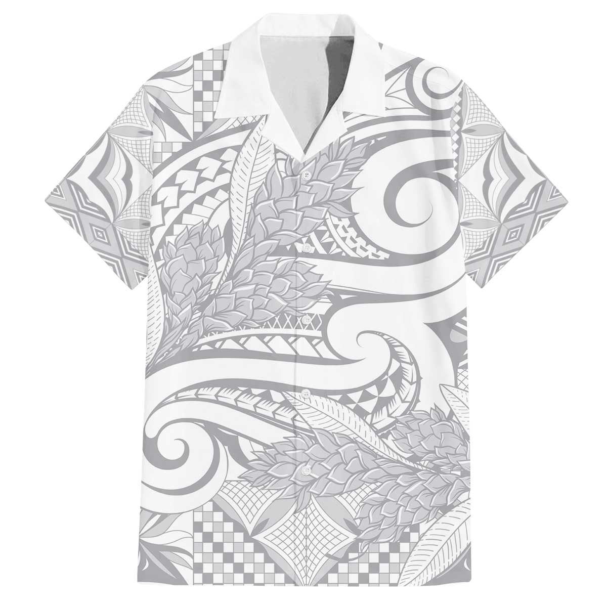 Lotu Tamaiti Samoa Siapo Family Matching Off The Shoulder Long Sleeve Dress and Hawaiian Shirt White Sunday With Teuila Torch Ginger