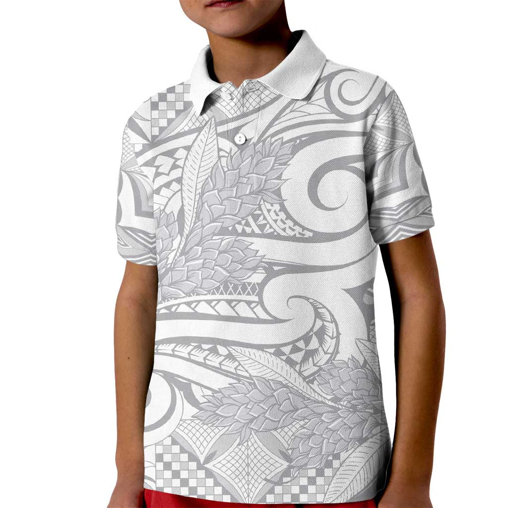 Lotu Tamaiti Samoa Siapo Kid Polo Shirt White Sunday With Teuila Torch Ginger