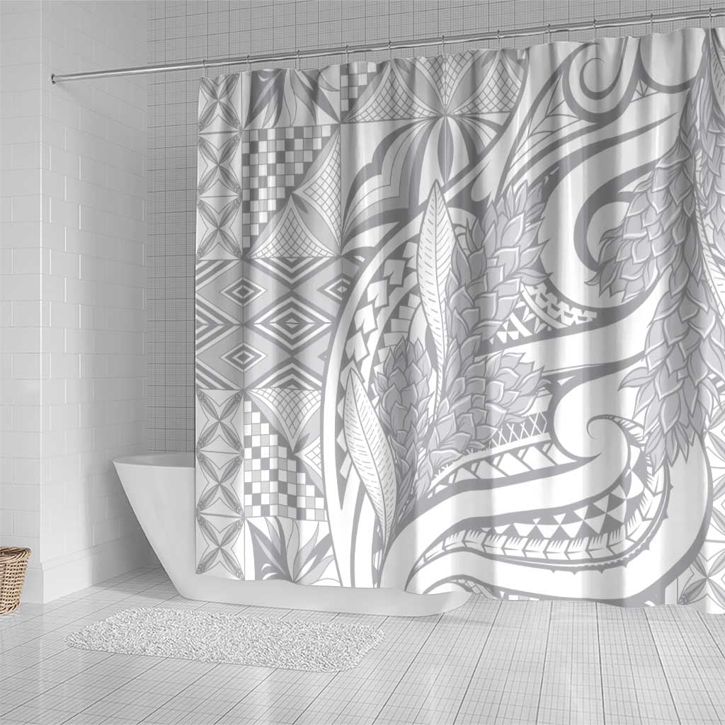 Lotu Tamaiti Samoa Siapo Shower Curtain White Sunday With Teuila Torch Ginger