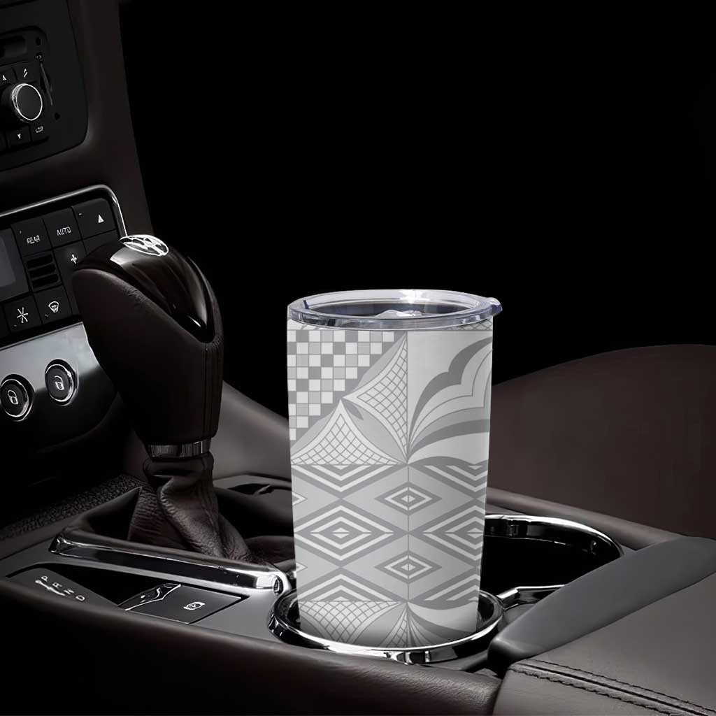 Samoa Lotu Tamaiti Tumbler Cup White Sunday Siapo With Teuila Torch Ginger