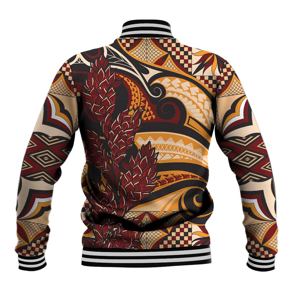 Vintage Samoa Siapo Baseball Jacket With Teuila Torch Ginger