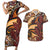 Vintage Samoa Siapo Couples Matching Short Sleeve Bodycon Dress and Hawaiian Shirt With Teuila Torch Ginger