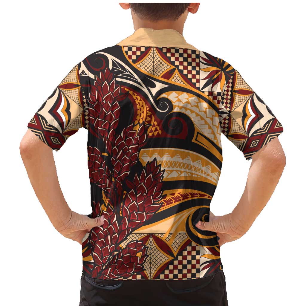 Vintage Samoa Siapo Family Matching Mermaid Dress and Hawaiian Shirt With Teuila Torch Ginger