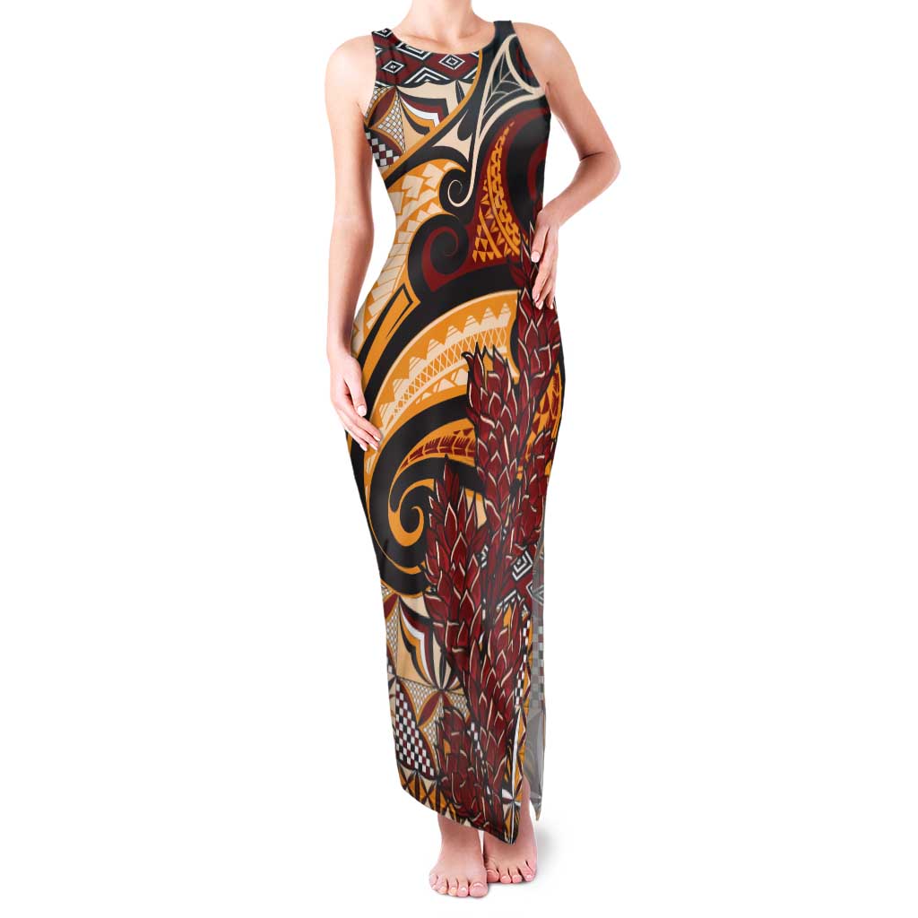 Vintage Samoa Siapo Family Matching Tank Maxi Dress and Hawaiian Shirt With Teuila Torch Ginger
