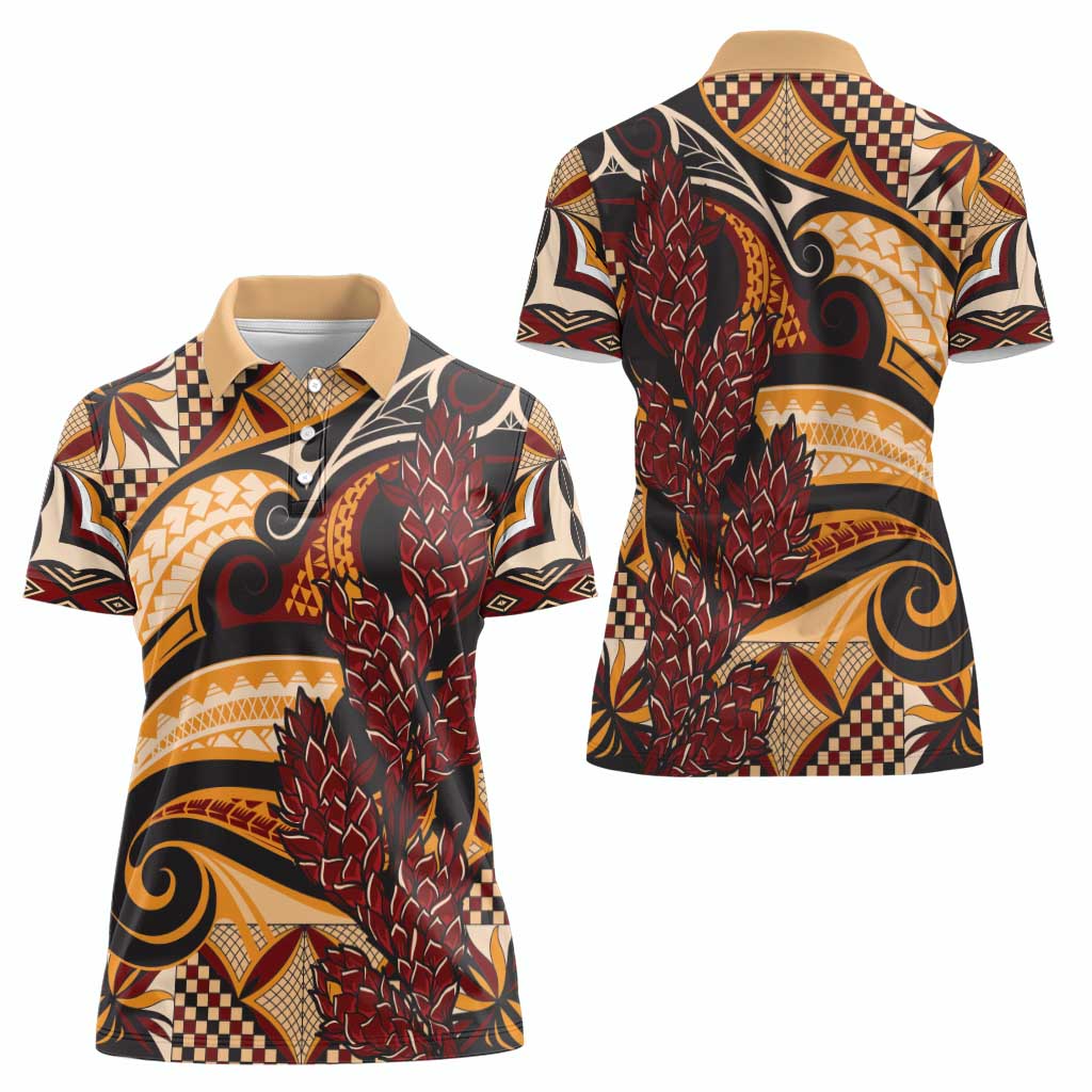 Vintage Samoa Siapo Women Polo Shirt With Teuila Torch Ginger