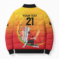 Custom Cricket PNG East Asia-Pacific Bomber Puffer Jacket Papua New Guinea Rise to Power - Polynesian Pride