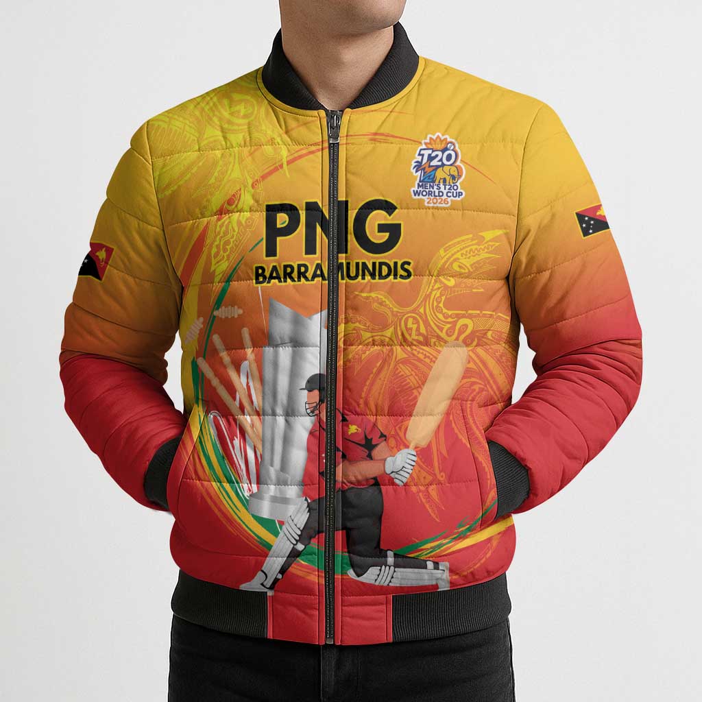 Custom Cricket PNG East Asia-Pacific Bomber Puffer Jacket Papua New Guinea Rise to Power - Polynesian Pride