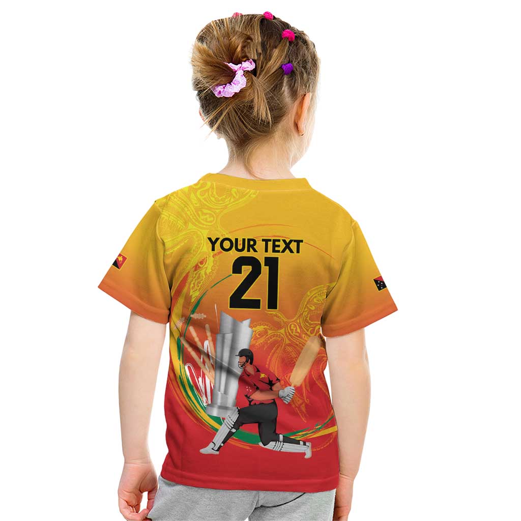 Custom Cricket PNG East Asia-Pacific Kid T Shirt Papua New Guinea Rise to Power - Polynesian Pride