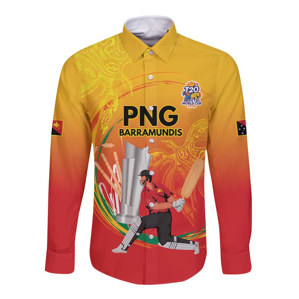 Custom Cricket PNG East Asia-Pacific Long Sleeve Button Shirt Papua New Guinea Rise to Power - Polynesian Pride