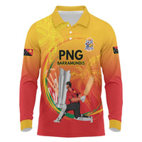 Custom Cricket PNG East Asia-Pacific Long Sleeve Polo Shirt Papua New Guinea Rise to Power - Polynesian Pride