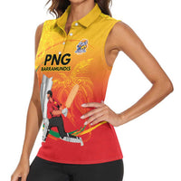 Custom Cricket PNG East Asia-Pacific Women Sleeveless Polo Shirt Papua New Guinea Rise to Power - Polynesian Pride