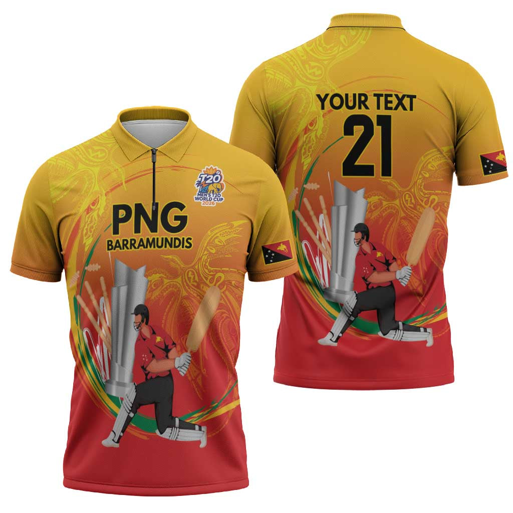 Custom Cricket PNG East Asia-Pacific Zipper Polo Shirt Papua New Guinea Rise to Power - Polynesian Pride