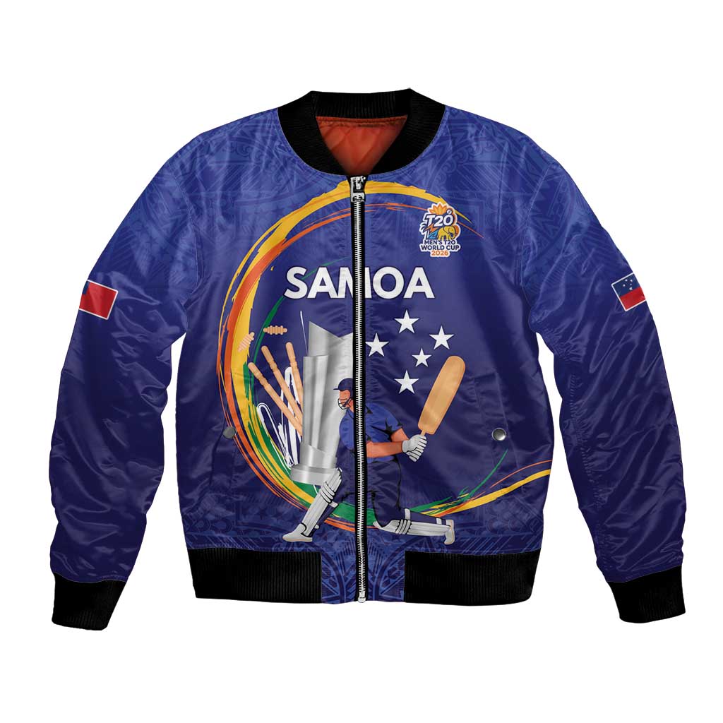 Custom Cricket Samoa East Asia-Pacific Bomber Jacket Samoa Storming the Limits LT9 Unisex Blue - Polynesian Pride