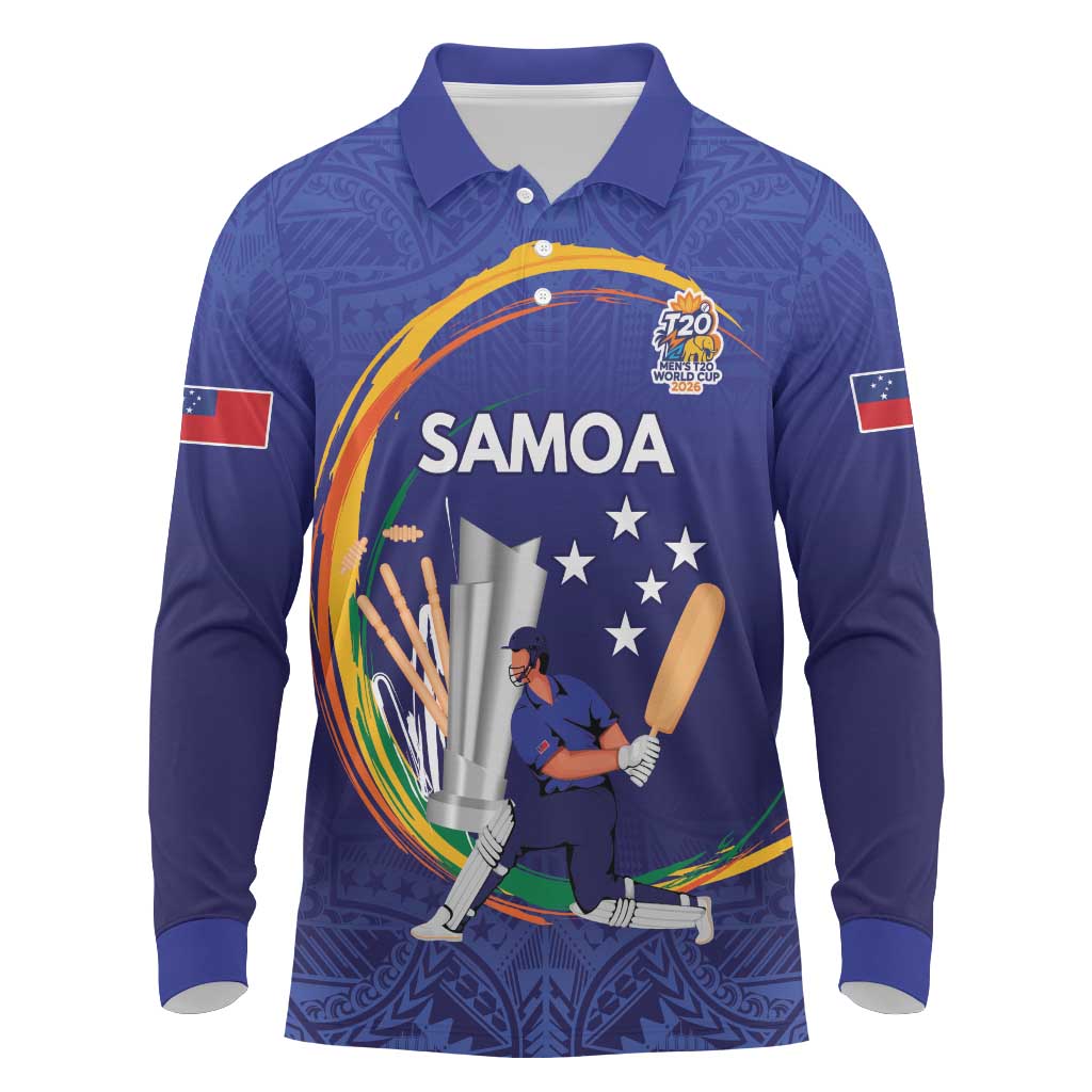 Custom Cricket Samoa East Asia-Pacific Long Sleeve Polo Shirt Samoa Storming the Limits - Polynesian Pride