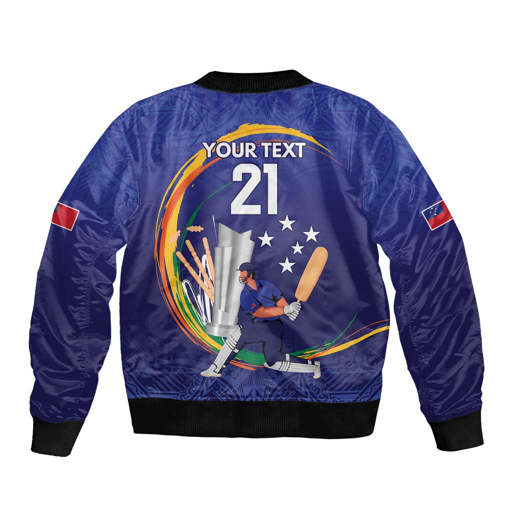 Custom Cricket Samoa East Asia-Pacific Sleeve Zip Bomber Jacket Samoa Storming the Limits LT9 - Polynesian Pride