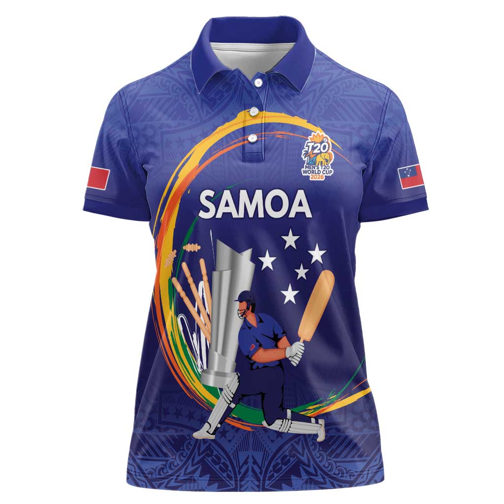 Custom Cricket Samoa East Asia-Pacific Women Polo Shirt Samoa Storming the Limits LT9 Female Blue - Polynesian Pride