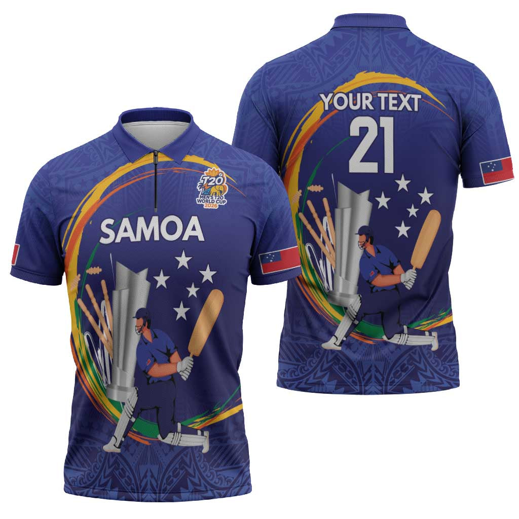 Custom Cricket Samoa East Asia-Pacific Zipper Polo Shirt Samoa Storming the Limits LT9 - Polynesian Pride