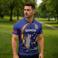 Custom Cricket Samoa East Asia-Pacific Zipper Polo Shirt Samoa Storming the Limits LT9 - Polynesian Pride
