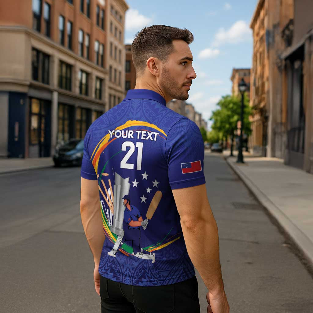 Custom Cricket Samoa East Asia-Pacific Zipper Polo Shirt Samoa Storming the Limits LT9 - Polynesian Pride