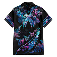 Polynesia Ribbon Butterflies Family Matching Puletasi Dress and Hawaiian Shirt Silver Fern Breast Cancer With Papua Shell Pattern LT9 - Polynesian Pride