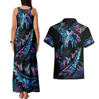 Personalised Polynesia Ribbon Butterflies Couples Matching Tank Maxi Dress and Hawaiian Shirt Silver Fern Breast Cancer With Papua Shell Pattern LT9 - Polynesian Pride