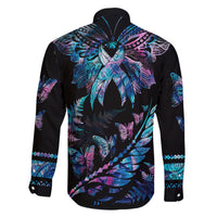 personalised-polynesia-ribbon-butterflies-family-matching-off-shoulder-maxi-dress-and-hawaiian-shirt-silver-fern-breast-cancer-with-papua-shell-pattern