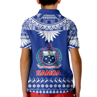 Toa Samoa Christmas Kid Polo Shirt Samoa Siva Tau Manuia Le Kerisimasi Blue Vibe LT9 - Polynesian Pride