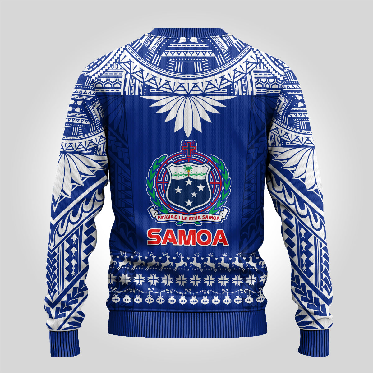 Toa Samoa Christmas Ugly Christmas Sweater Samoa Siva Tau Manuia Le Kerisimasi Blue Vibe LT9 - Polynesian Pride