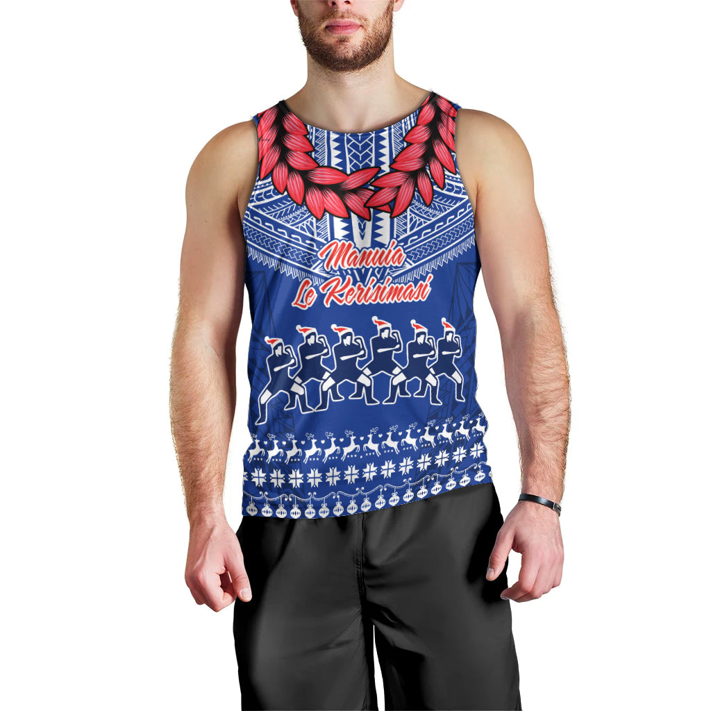 Toa Samoa Christmas Men Tank Top Samoa Siva Tau Manuia Le Kerisimasi Blue Vibe LT9 - Polynesian Pride