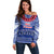 Toa Samoa Christmas Off Shoulder Sweater Samoa Siva Tau Manuia Le Kerisimasi Blue Vibe LT9 Women Blue - Polynesian Pride