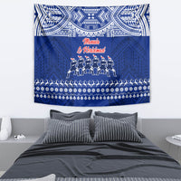 Toa Samoa Christmas Tapestry Samoa Siva Tau Manuia Le Kerisimasi Blue Vibe LT9 - Polynesian Pride