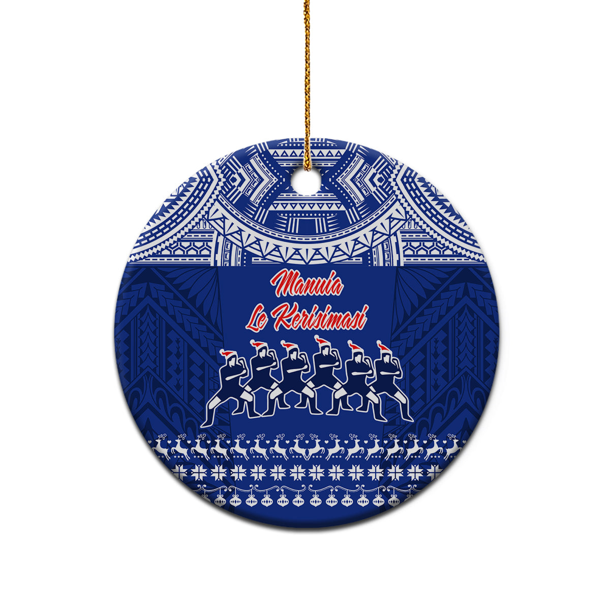 Personalised Toa Samoa Christmas Ceramic Ornament Samoa Siva Tau Manuia Le Kerisimasi Blue Vibe LT9 - Polynesian Pride