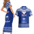 Personalised Toa Samoa Christmas Couples Matching Short Sleeve Bodycon Dress and Hawaiian Shirt Samoa Siva Tau Manuia Le Kerisimasi Blue Vibe LT9 - Polynesian Pride