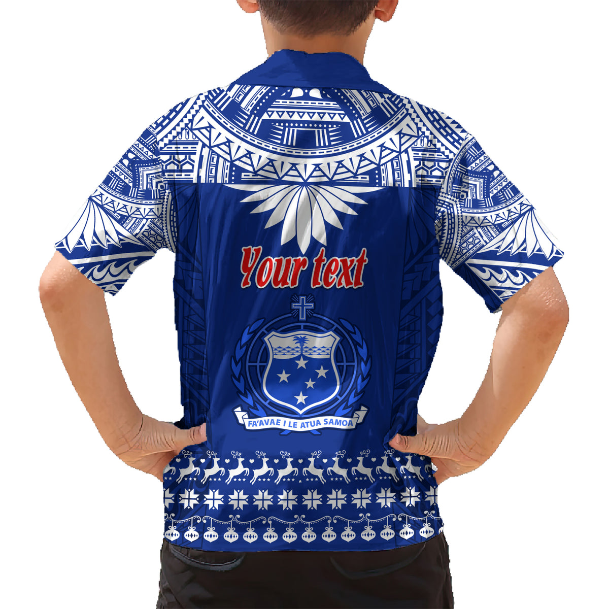 Personalised Toa Samoa Christmas Kid Hawaiian Shirt Samoa Siva Tau Manuia Le Kerisimasi Blue Vibe LT9 - Polynesian Pride
