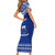 Personalised Toa Samoa Christmas Short Sleeve Bodycon Dress Samoa Siva Tau Manuia Le Kerisimasi Blue Vibe LT9 - Polynesian Pride