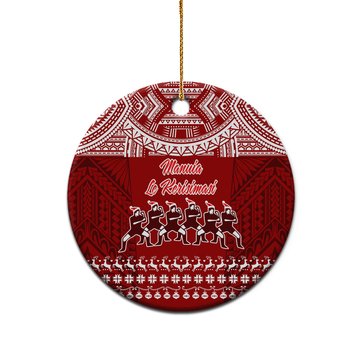 Toa Samoa Christmas Ceramic Ornament Samoa Siva Tau Manuia Le Kerisimasi Red Vibe LT9 - Polynesian Pride