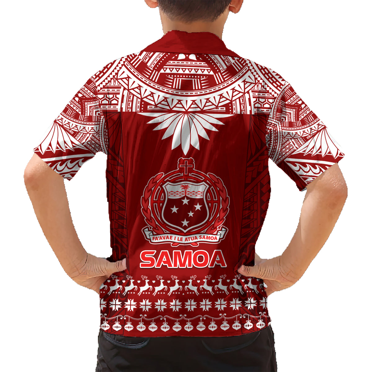 Toa Samoa Christmas Kid Hawaiian Shirt Samoa Siva Tau Manuia Le Kerisimasi Red Vibe LT9 - Polynesian Pride