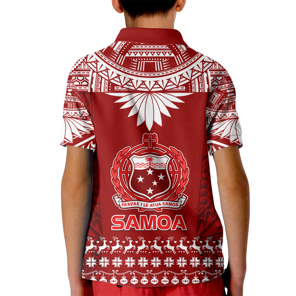 Toa Samoa Christmas Kid Polo Shirt Samoa Siva Tau Manuia Le Kerisimasi Red Vibe LT9 - Polynesian Pride