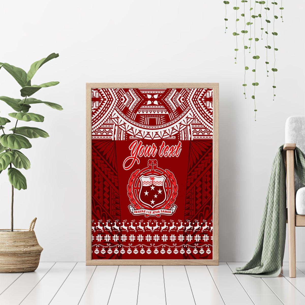 Personalised Toa Samoa Christmas Canvas Wall Art Samoa Siva Tau Manuia Le Kerisimasi Red Vibe LT9 - Polynesian Pride