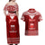 Personalised Toa Samoa Christmas Couples Matching Off Shoulder Maxi Dress and Hawaiian Shirt Samoa Siva Tau Manuia Le Kerisimasi Red Vibe LT9 - Polynesian Pride