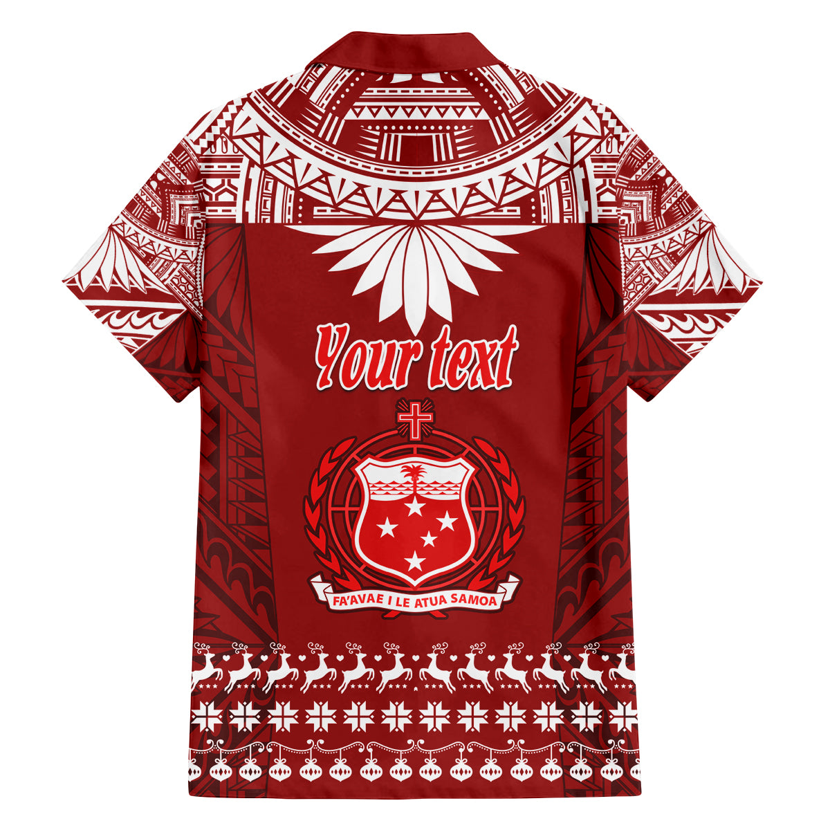 Personalised Toa Samoa Christmas Family Matching Off Shoulder Maxi Dress and Hawaiian Shirt Samoa Siva Tau Manuia Le Kerisimasi Red Vibe LT9 - Polynesian Pride