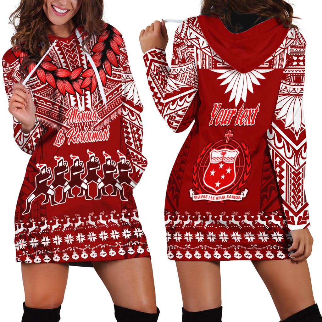 Personalised Toa Samoa Christmas Hoodie Dress Samoa Siva Tau Manuia Le Kerisimasi Red Vibe LT9 - Polynesian Pride