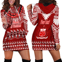 Personalised Toa Samoa Christmas Hoodie Dress Samoa Siva Tau Manuia Le Kerisimasi Red Vibe LT9 - Polynesian Pride